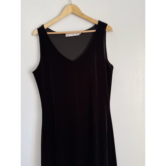 Vintage 90s Catherine Coatney Velvet Maxi Dress Size 1X Black Goth Evening Party - Picture 3 of 9